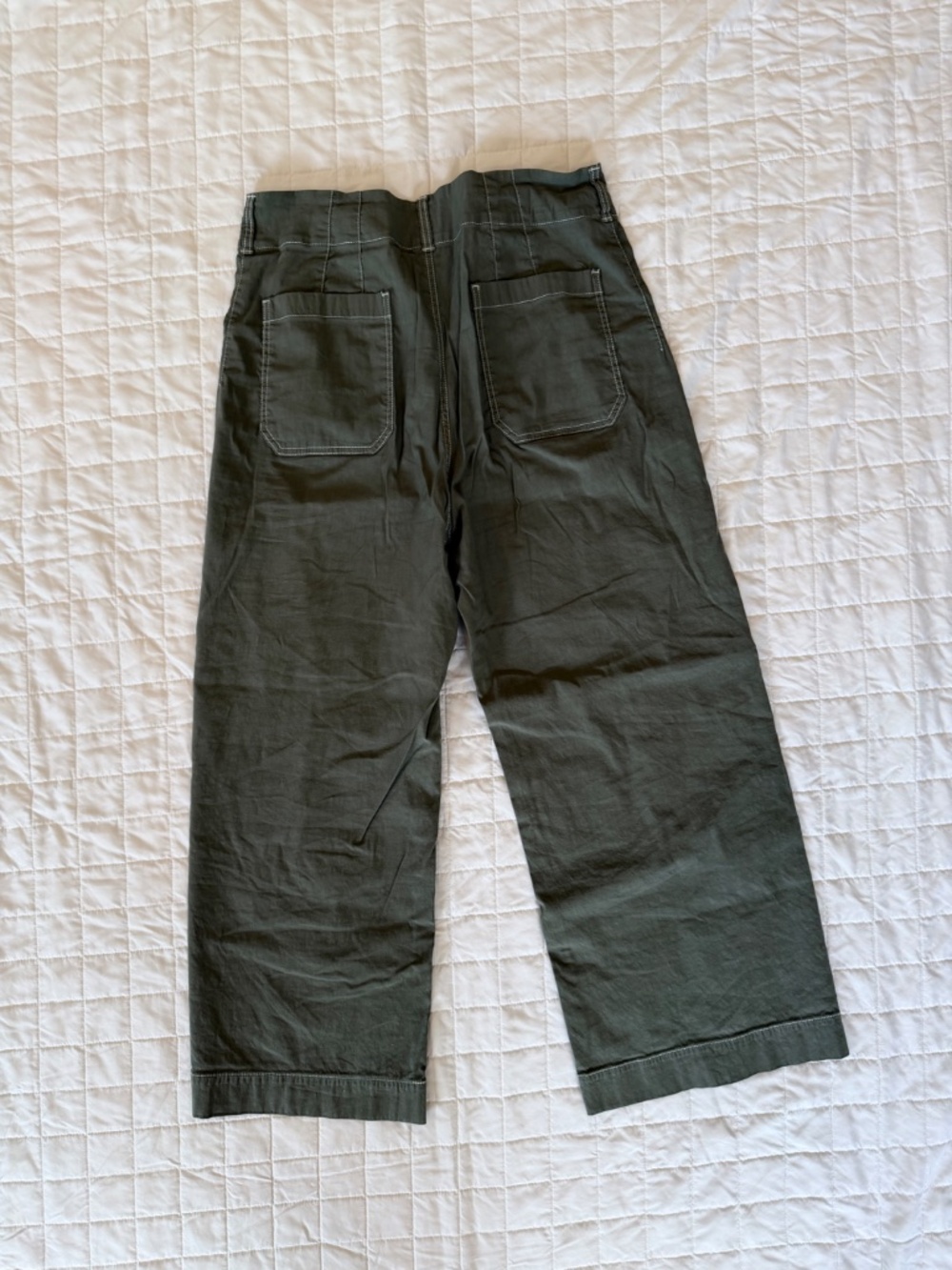 Maeve Colette Crop Wide-Leg Pants - Olive - Size 32 - Picture 4 of 5
